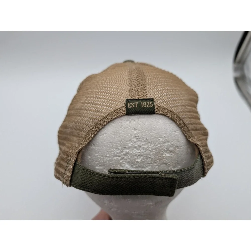 Caterpillar CAT Trucker Hat Olive Green Tan Mesh Back Adjustable Cap EST 1925 - Picture 3 of 4